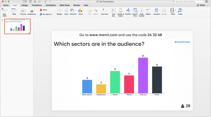 الوظيفة الإضافية Mentimeter الخاصة بـPowerPoint